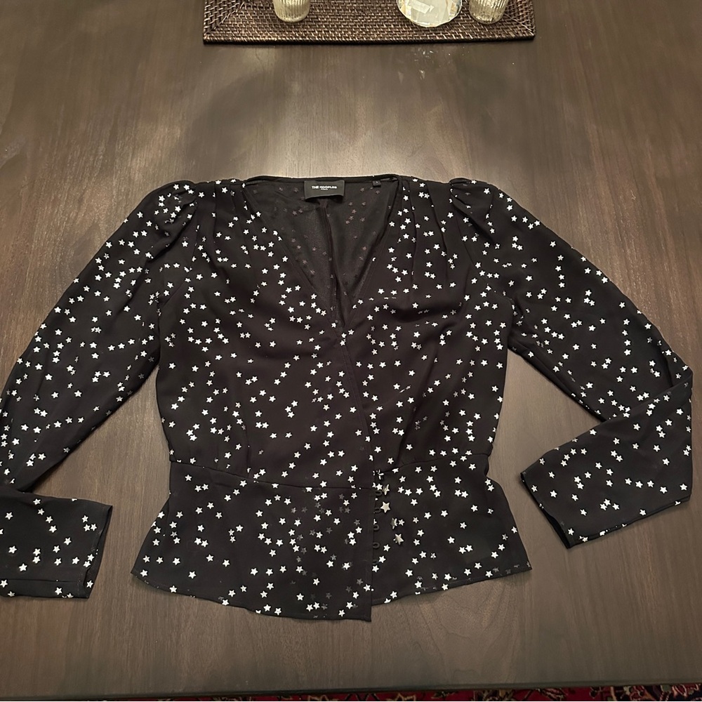The Kooples Sheer Foil Star Wrap Top